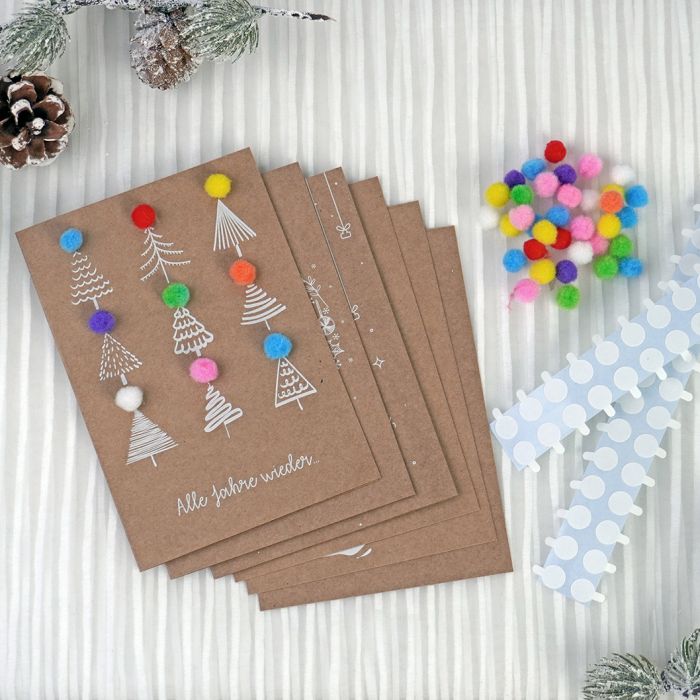 6x Weihnachtskarten mit Bommeln